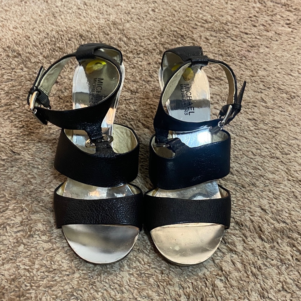 Michael Kors Black and Silver Strappy Sandals